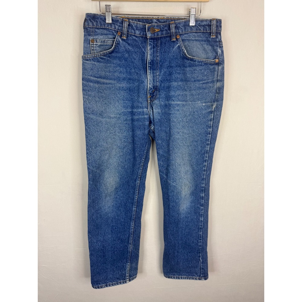 Vintage Levis 619 Orange Tab Jeans Mens 34x30 Medium Wash Straight Leg Denim 90s